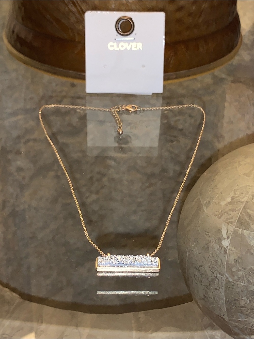 Gold & Silver Druzy Bar Necklace